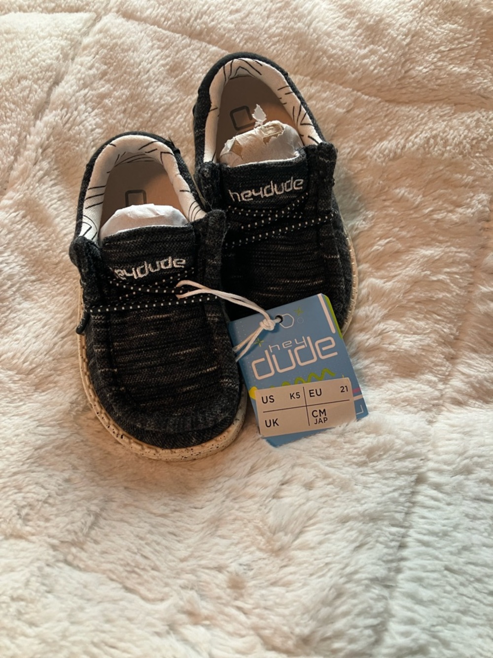 Hey Dude Kids Black Slip-On Knit Casual Sneakers